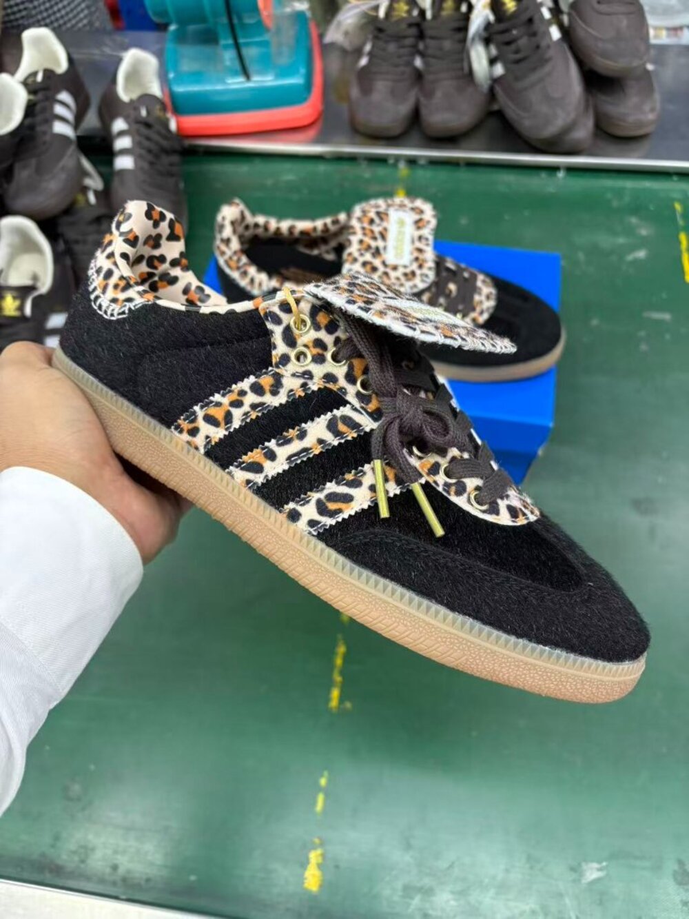 Adidas Samba Black Leopard Print Fold Tongue Shoes
